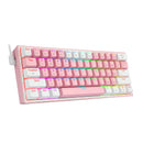 Redragon Fizz Pro Rgb 61 Key Mechancal Wireless Gang Keyboard - Pink White