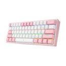 REDRAGON FIZZ Rainbow LED 61 KEY Mechanical Wired Gaming Keyboard – White/Pink