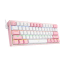 REDRAGON FIZZ Rainbow LED 61 KEY Mechanical Wired Gaming Keyboard – White/Pink