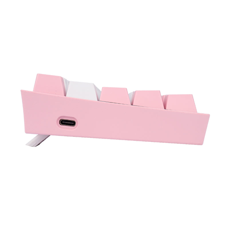 REDRAGON FIZZ Rainbow LED 61 KEY Mechanical Wired Gaming Keyboard – White/Pink