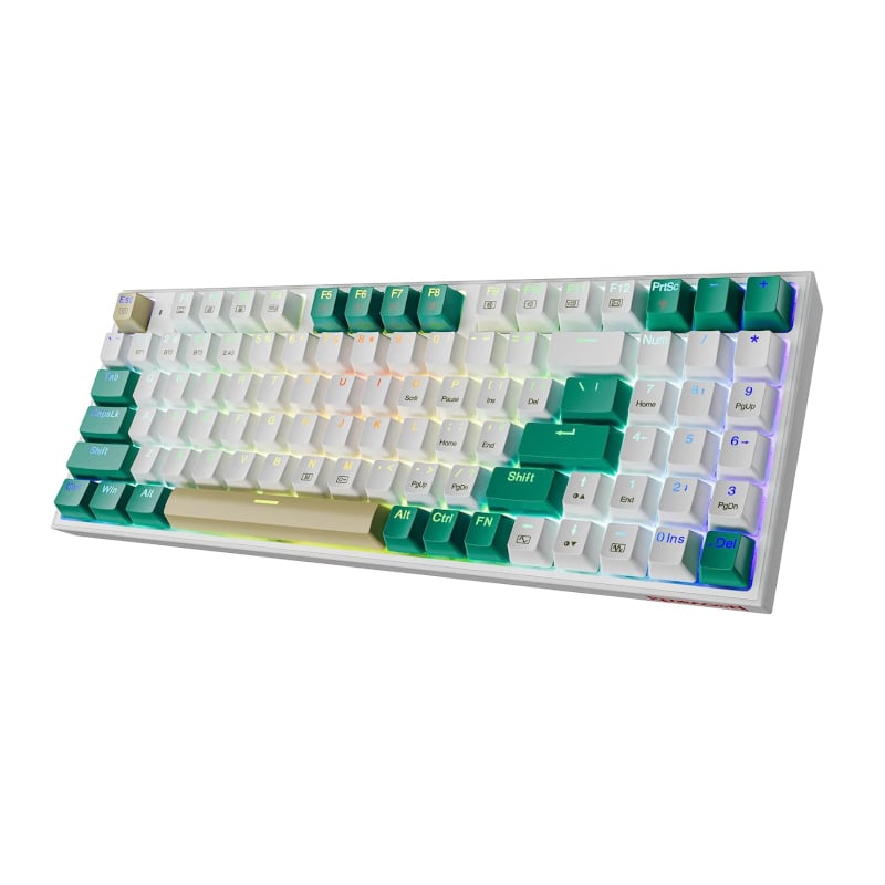 Redragon Kitava 94Key Green White Keycap Rgb Red Switch Mechanical Gaming Keyboard - White Green Yellow