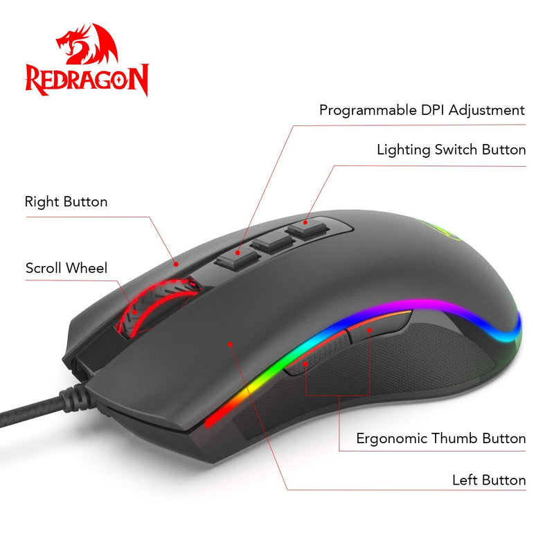 Redragon Cobra 5000Dpi Gaming Mouse - Black