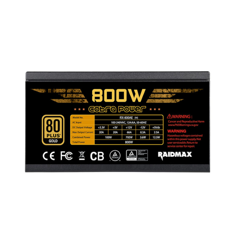 Raidmax Thunder Pro 800W Gold Modular Psu