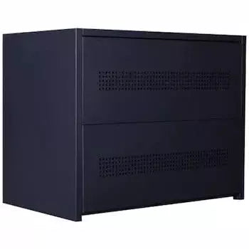 Solarix Steel Battery Box For 8 Batteries - Indoor Use Battery Box Design Easy To Assemble Powder Coated Mild Steel Casing Houses Up To 8 X 120ah Inverter Batteries 2 x Shelves Top and Bottom Floor Standing Unit Colour Black