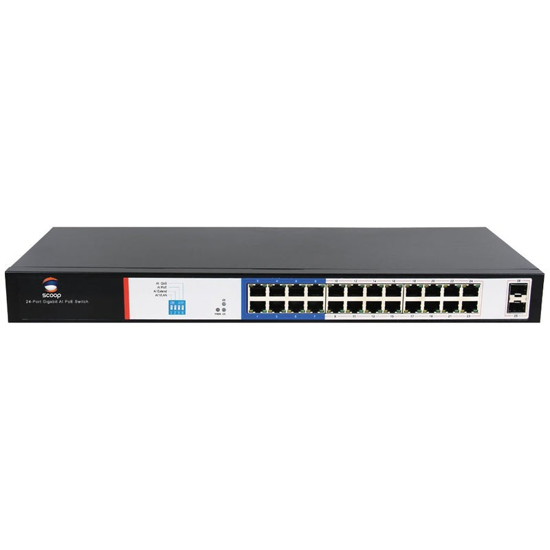 Scoop 24 Port Gigabit Ai Poe Switch With 2 Sfp Uplink