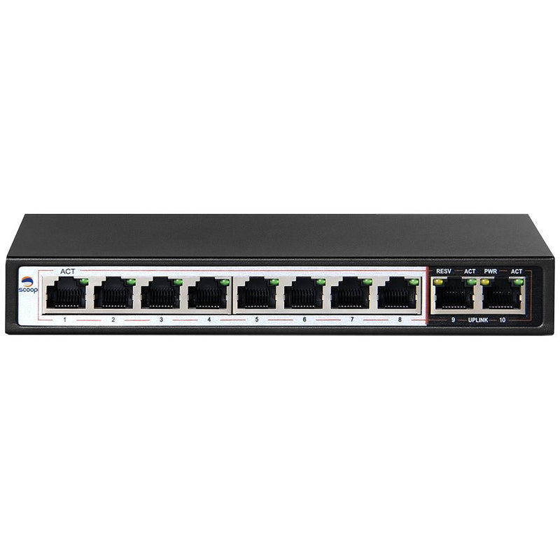 Scoop 10 Port Gigabit Ethernet Switch With 8 Ai Poe And 2 Uplink Ports