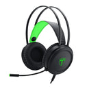 T-Dagger Ural Green Lighting 210Cm Cable 3.5Mm+Usb Uni-Directional Luminous Gooseneck Mic 50Mm Bass Driver Stereo Gaming Headset - Black Green
