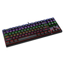 T-Dagger Corvette Rainbow Colour Lighting 150Cm Cable 10-Keyless Short Body Design Blue Switch Mechanical Gang Keyboard - Black