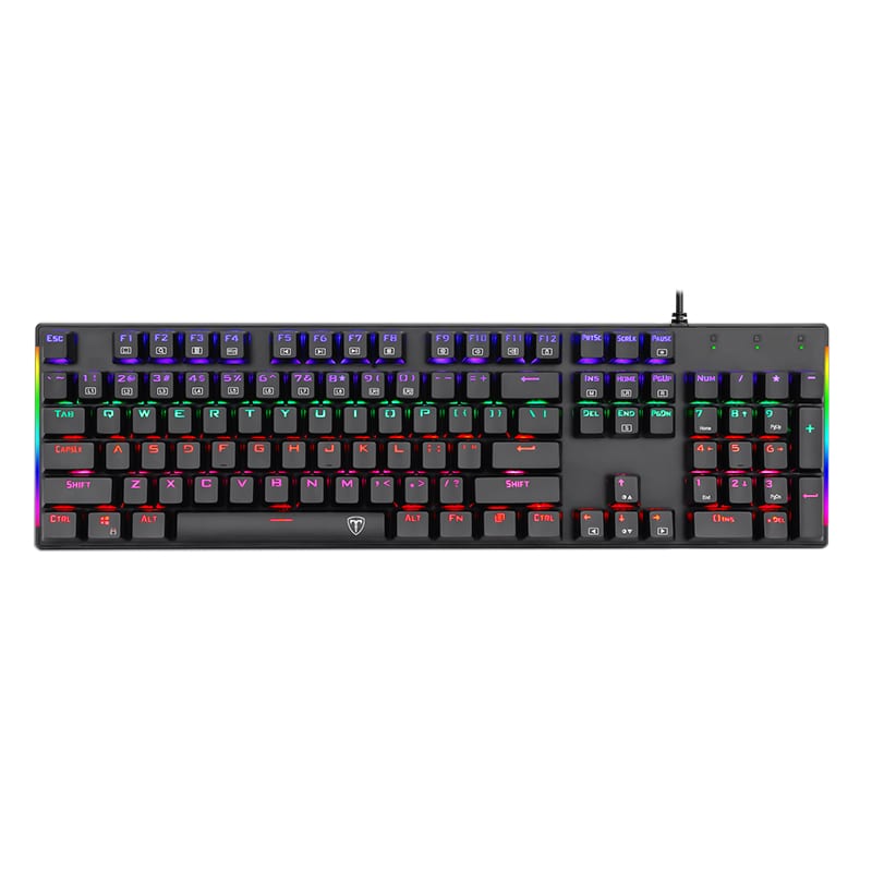 T-Dagger Naxos Rainbow Colour Lighting 150Cm Cable Mechanical Gang Keyboard - Black