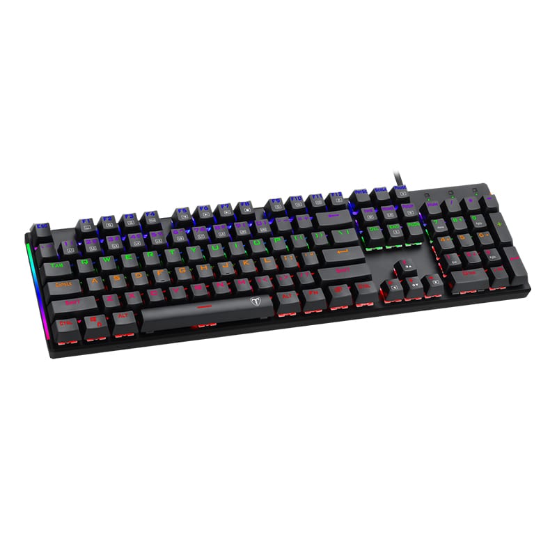 T-Dagger Naxos Rainbow Colour Lighting 150Cm Cable Mechanical Gang Keyboard - Black