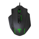 T-Dagger Major 8000Dpi 10 Button 180Cm Cable Ergo-Design Rgb Backlit Gaming Mouse - Black Green