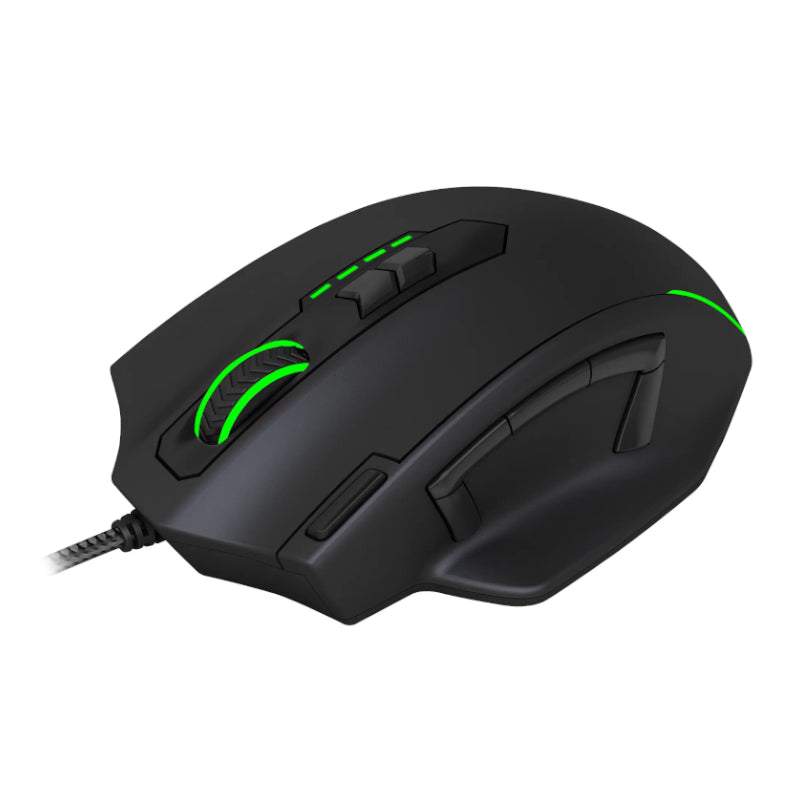 T-Dagger Major 8000Dpi 10 Button 180Cm Cable Ergo-Design Rgb Backlit Gaming Mouse - Black Green