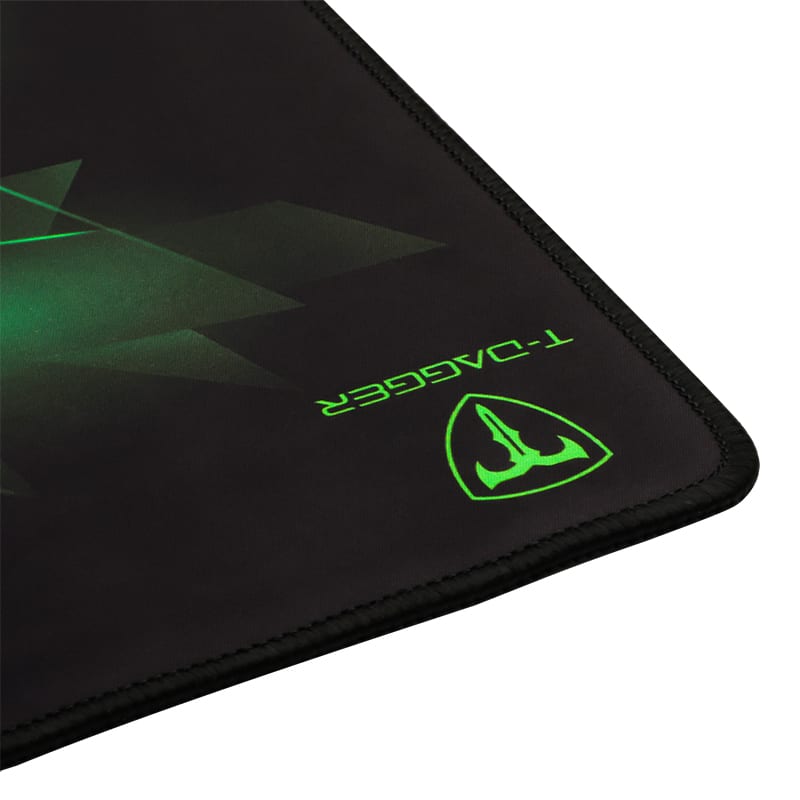 T-Dagger Geometry Medium Size 360Mm X 300Mm X 3Mm Speed Design Printed Gaming Mouse Pad Black And Green