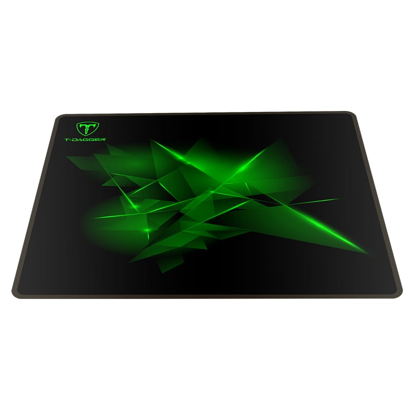 T-Dagger Geometry Medium Size 360Mm X 300Mm X 3Mm Speed Design Printed Gaming Mouse Pad Black And Green
