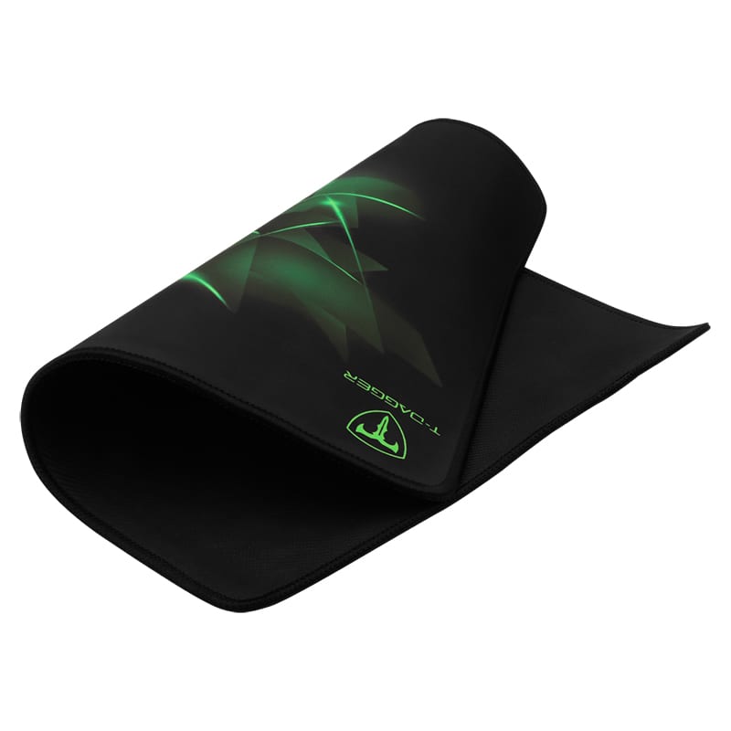 T-Dagger Geometry Medium Size 360Mm X 300Mm X 3Mm Speed Design Printed Gaming Mouse Pad Black And Green