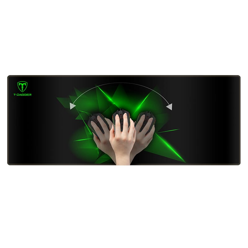 T-Dagger Geometry Large Size 780Mm X 300Mm X 3Mm Speed Design Printed Gaming Mouse Pad Black And Green