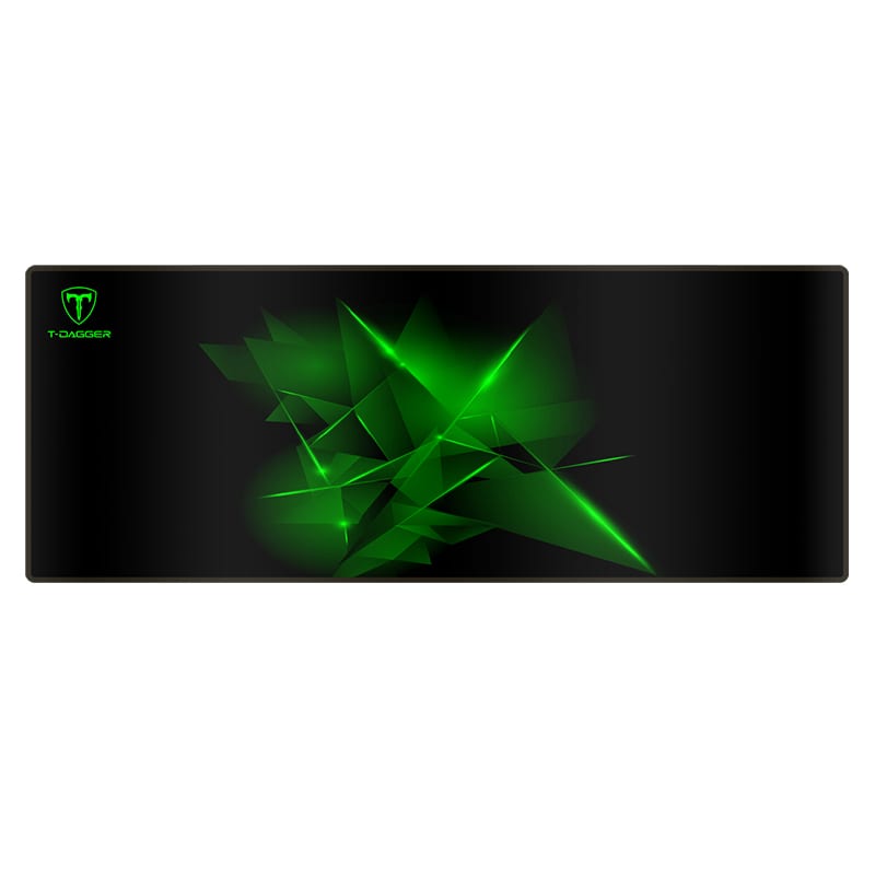 T-Dagger Geometry Large Size 780Mm X 300Mm X 3Mm Speed Design Printed Gaming Mouse Pad Black And Green