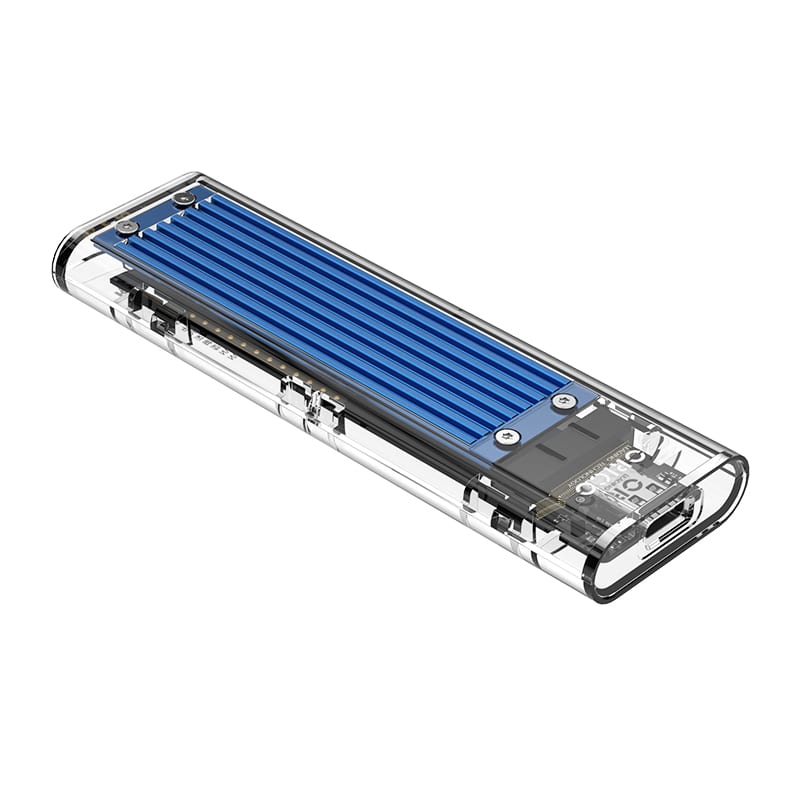 Orico M.2 Nvme + Non-Nvme Usb3.1 To Type-C 2Tb Max Blue Heatsink Transparent Enclosure