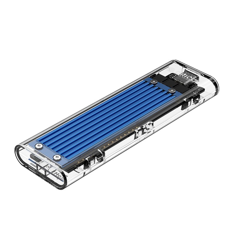 Orico M.2 Nvme + Non-Nvme Usb3.1 To Type-C 2Tb Max Blue Heatsink Transparent Enclosure