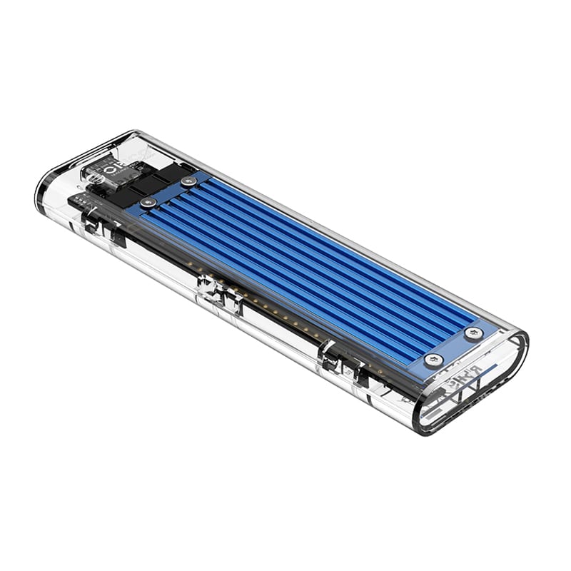 Orico M.2 Nvme + Non-Nvme Usb3.1 To Type-C 2Tb Max Blue Heatsink Transparent Enclosure