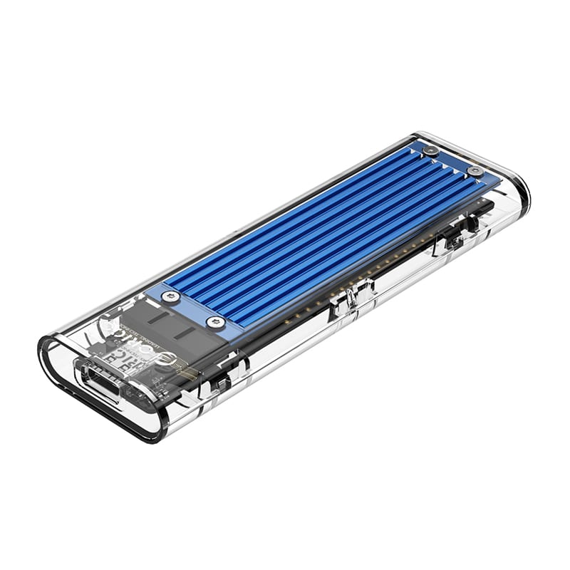 Orico M.2 Nvme + Non-Nvme Usb3.1 To Type-C 2Tb Max Blue Heatsink Transparent Enclosure