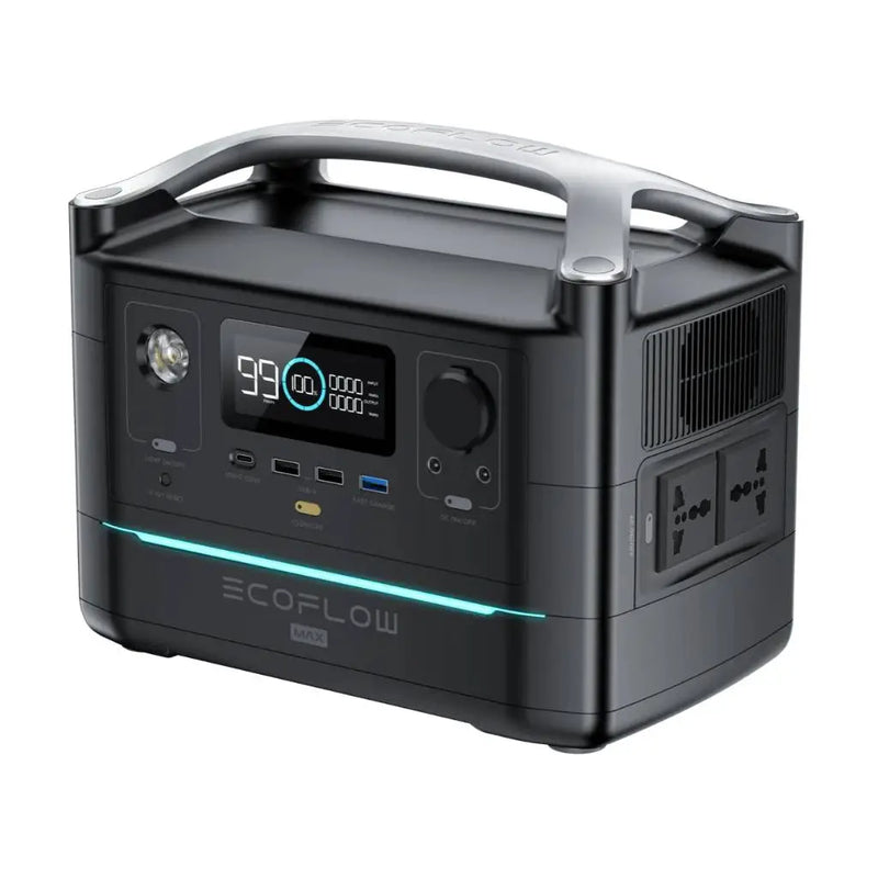 EcoFlow River Max Portable Power Station - 576Wh Battery; 600W Output, 200W Solar Panel - International Socket