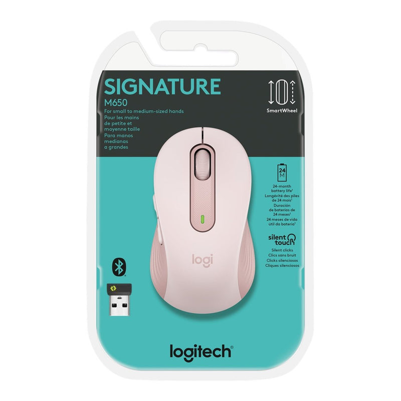 Logitech M650 Wireless Mouse - Rose 1 year Limited warranty