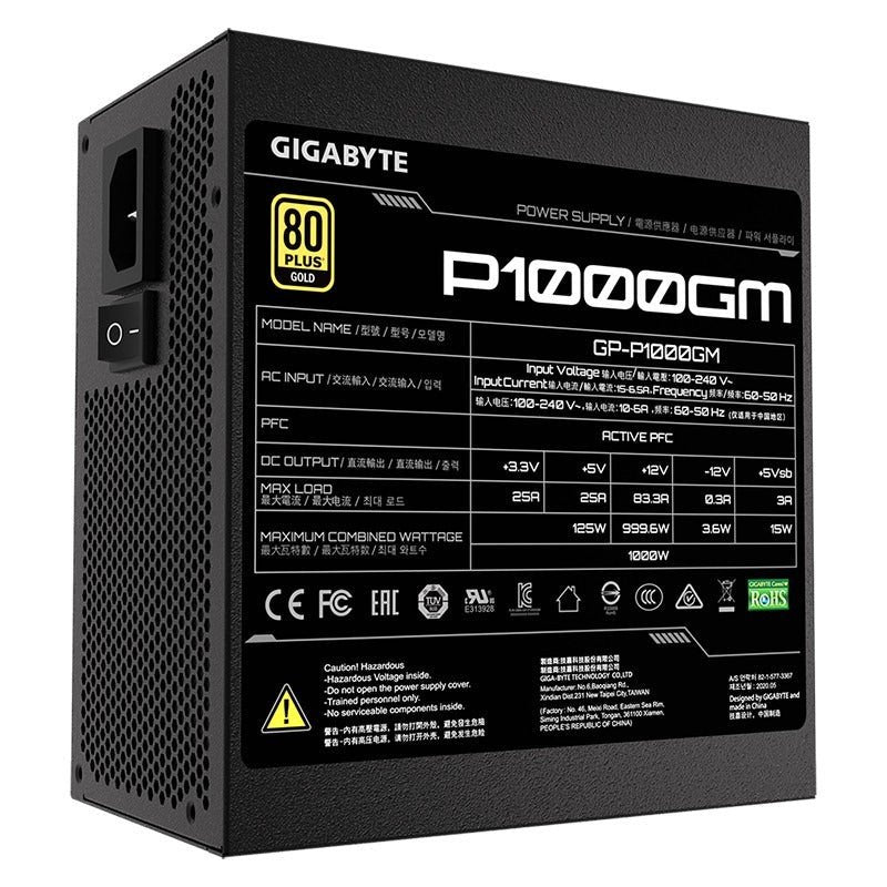 Gigabyte Ultra Durable P1000Gm Gold Certified Psu - Fully Modular - Pci-E Gen 5 10 Year Warranty