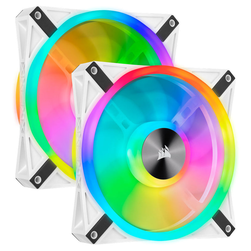 Corsair Icue Ql140 Rgb 140Mm Pwm Dual Fan Kit With Lighting Node Core - White