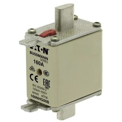 Eaton Bussman Solarix 500V 160A Nh00 Ceramic Din Fuse - Ac 500V, Dc 250V, Ceramic Body, Copper-Silver Contacts, Nh00 Size, 120Ka Breaking Capacity