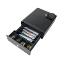 Maken Mini Cash Drawer - Black, Epson Rj11 Printer Kick, 4 Bill 4 Coin, 1 Meter Cable, 2-Position Lock