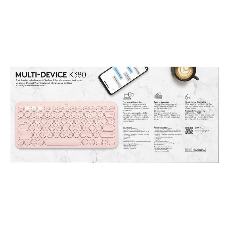 Logitech® K380 Multi-Device Bluetooth® Keyboard - Rose - Us Int'L - Bt - N/A - Intnl