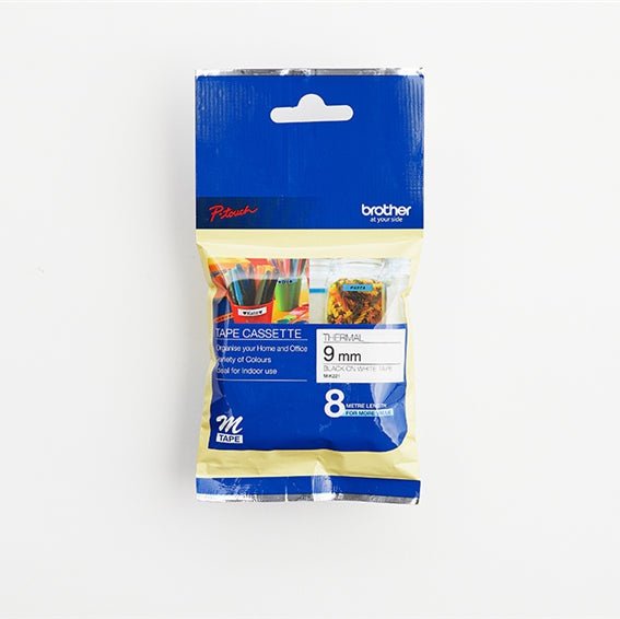 Brother Non Laminated Tape Black On White 8M X 9Mm