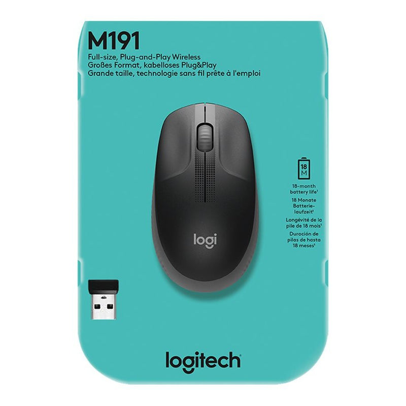 Logitech M190 Full-Size Wireless Mouse - Charcoal - 2.4Ghz - N A - Emea - M190