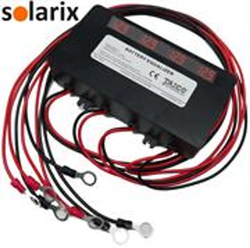 Solarix 48V Battery Equaliser And Balance Charger - Can Be Connected To 48V Battery Banks (4X 12V In Series), Monitors Each Battery Voltage, No External Power Supply Is Required, Retail Box, 1 Year Limited Warranty