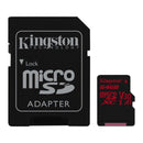 Kingston 64gb Microsdxc Canvas React 100r/80w U3 Uhs-i V30 A1 Card + Sd Adptr
