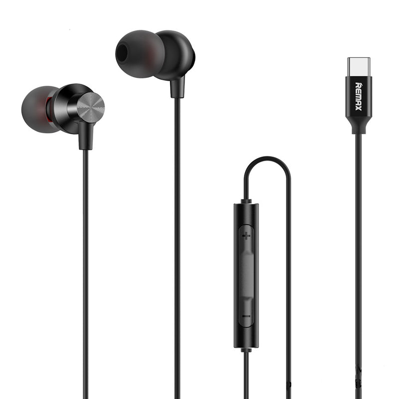 Remax 1.2M Type-C Metal Wired Earphone Blk(Rm-560)