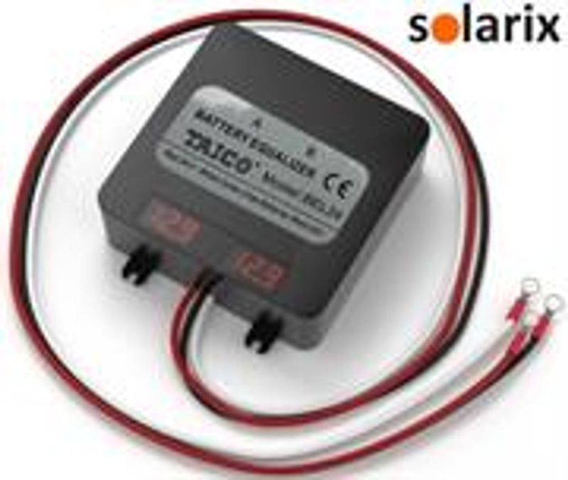 Solarix 24V Battery Equaliser And Balance Charger - Can Be Connected To 24V Battery Banks (2X 12V In Series), Monitors Each Battery Voltage, No External Power Supply Is Required, Retail Box, 1 Year Limited Warranty