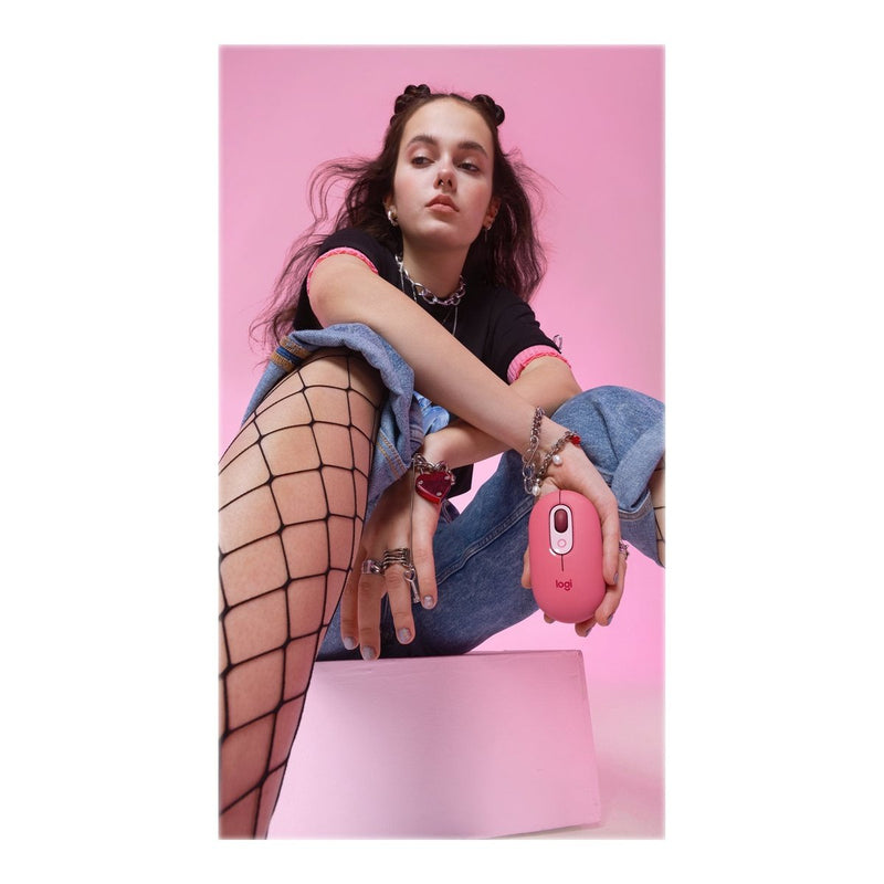 Logitech POP Heartbreaker Rose Wireless Mouse - Elevate your workspace with the POP Silent Mouse in Heartbreaker Rose a fusion of neon corals and crushed raspberry hues that's designed for those who appreciate aesthetics. This compact and comfortable w...