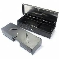 Maken Flip Top Cash Drawer; 24V; Black; W Stainless Steel Top; Epson Rj11 Printer Kick; Removable Adjustable Cash Tray; 6-Bill 8