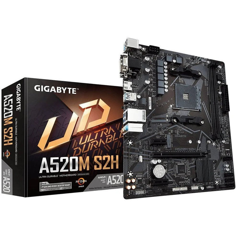 Gigabyte Amd A520M-S2H For 3Rd Generation Amd Ryzen™ Processors 2X Dual Ddr4 1X M2 Hdmi Dvi Vga.