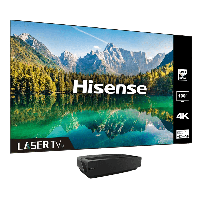 Hisense Ultra-Short Throw 100'' 4K Smart Laser Tv 4K Uhd Picture Quality Tuner Built- In X-Fusion™ Laser Light Source