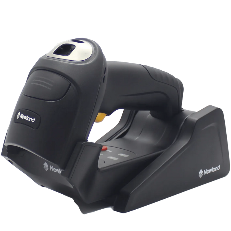 Newland Hr52 Bonito 2D Cmos Mega Pixel Wireless Bluetooth Handheld Reader With Stand Docking Station Usb Cable And Multi Plug Adapter.