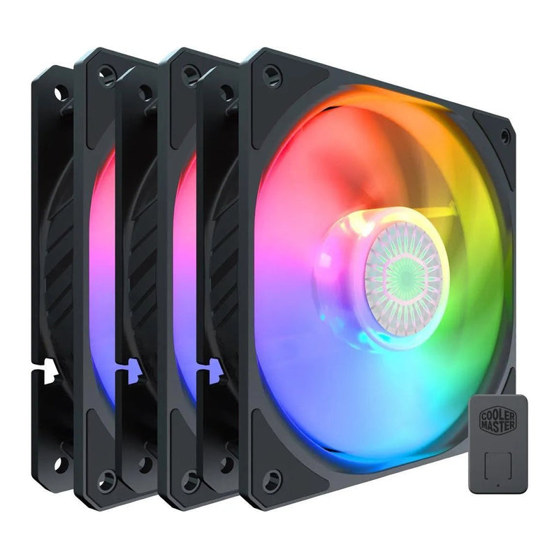 Cooler Master Sickleflow 120Mm Argb New Blade Design Enhanced Fan Frame Sealed Bearing 62Cfm 3 Pack Fans - Controller Incl