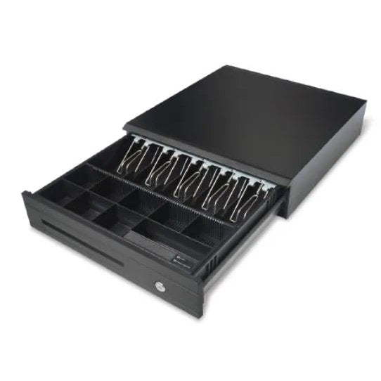 Maken Heavy Duty Cash Drawer Black 24V Epson Rj11 Printer Kick W Micro-Switch Removable Adjustable Cash Tray Equal 5-Bill 8