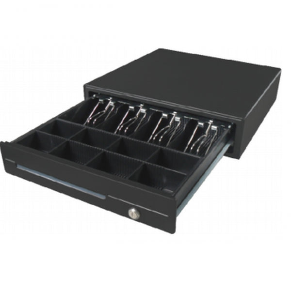 Maken Economical Cash Drawer - Black, 24V, Epson Rj11 Printer Kick, Micro-Switch, Removable Cash Tray, 4-Bill 8-Coin