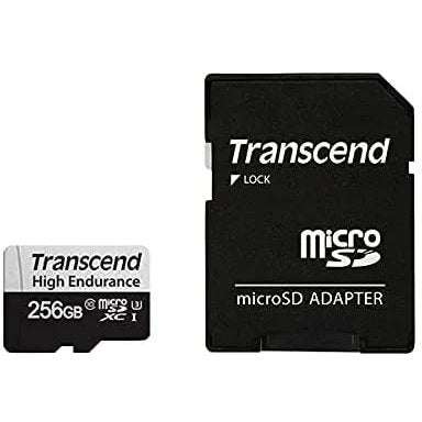 Transcend 350V 256Gb High Endurance Micro Sd Uhs-I U3 Class10 - Read 100 Mb S - Write 45Mb S - With Sd Adptor