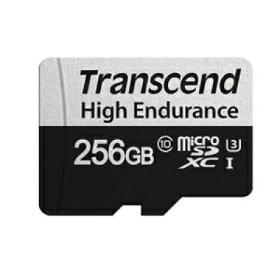 Transcend 350V 256Gb High Endurance Micro Sd Uhs-I U3 Class10 - Read 100 Mb S - Write 45Mb S - With Sd Adptor