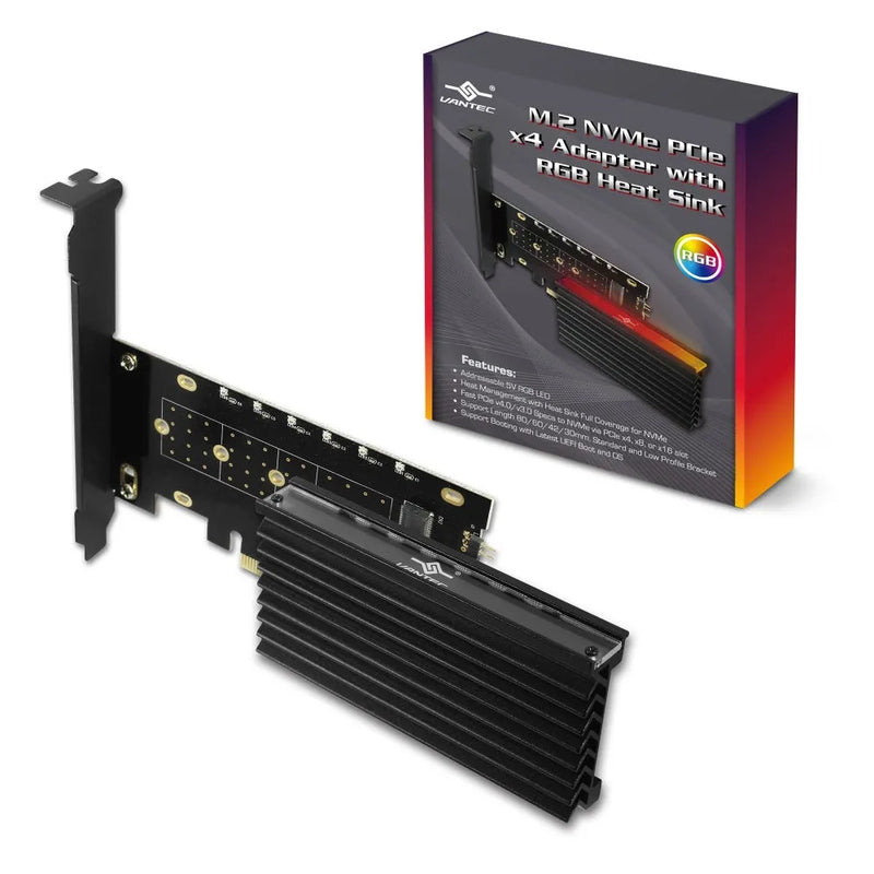 Vantec M.2 Nvme Ssd Pcie X4 Adapter With Addressable Rgb Led